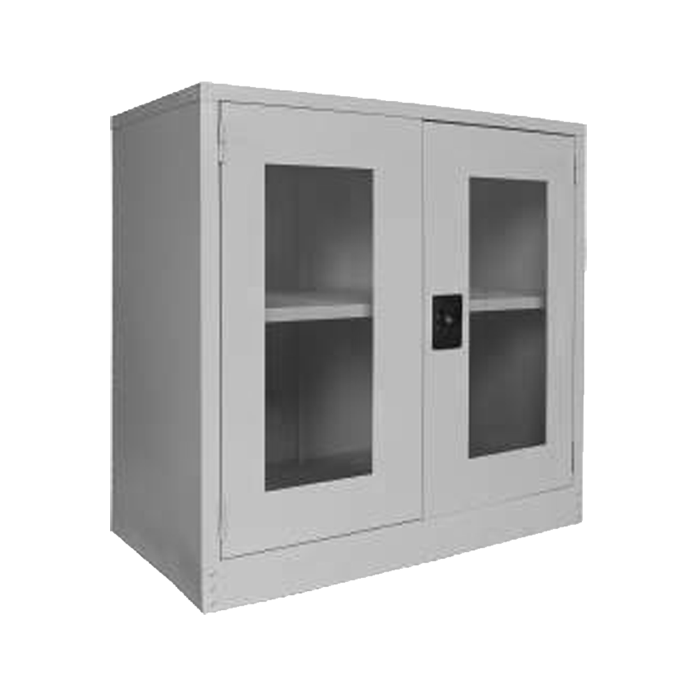 HALF HEIGHT SWINGING GLASS DOOR STEEL CUPBOARD WITH 1 SHELVES