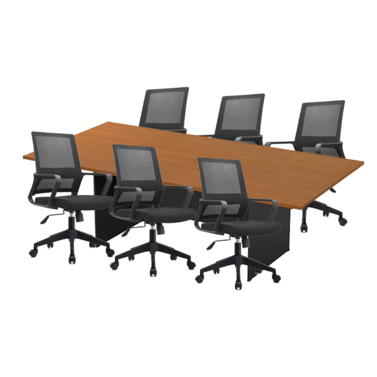 G SERIES MEETING TABLE WITH MEDIUM BACK MESH CHAIR SET (CHERRY)