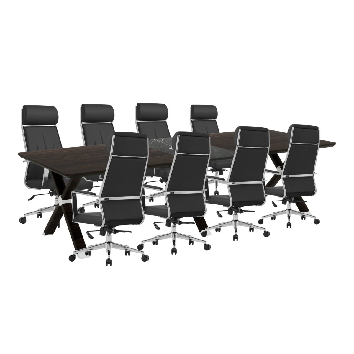 MG SERIES X LEG DESIGN CONFERENCE TABLE WITH HIGH BACK PU CHAIR SET