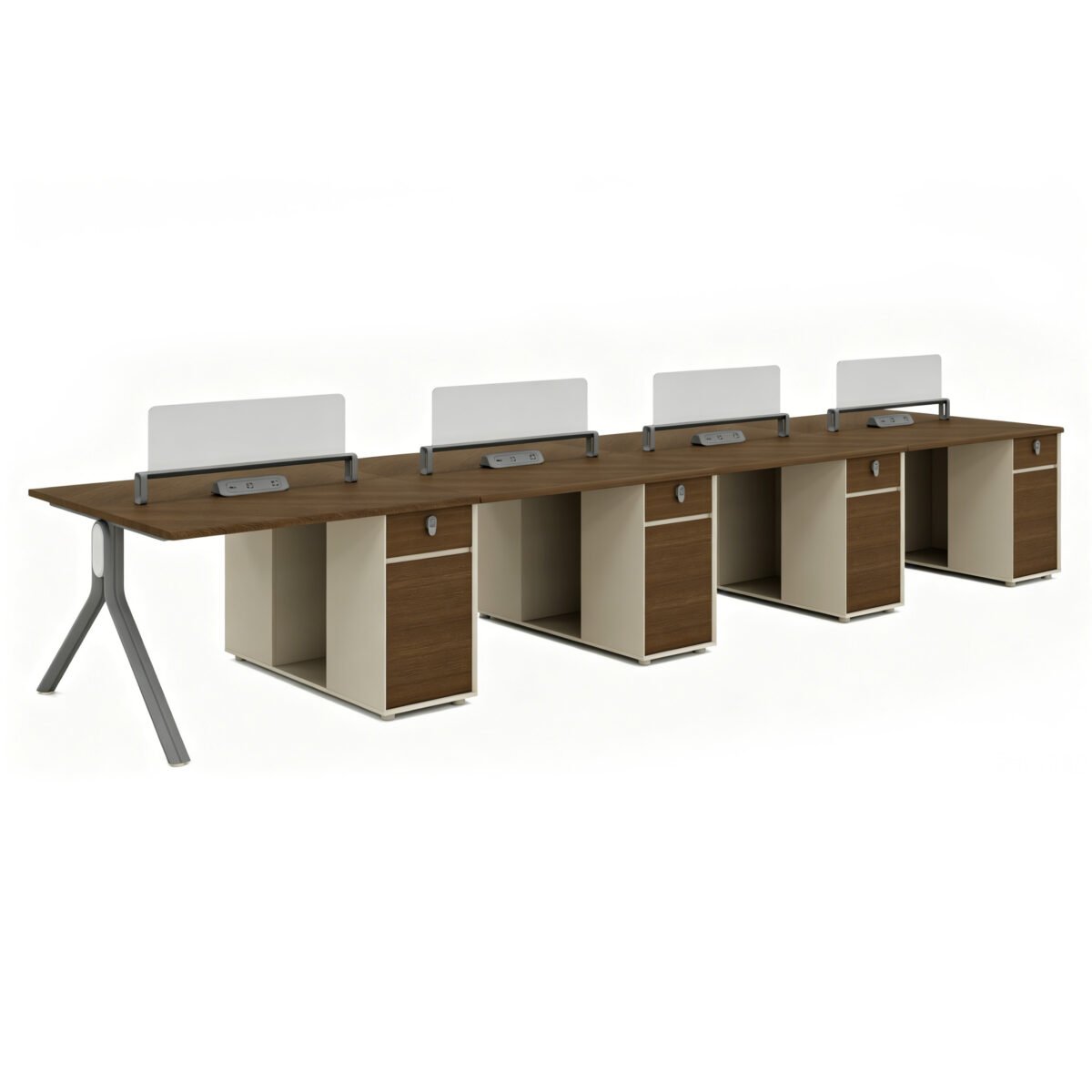 MLA-Z1212A WORKSTATION CLUSTER OF 8 C/W FIXED PEDESTAL & DESKING GLASS PARTITION (30-45 WORKING DAYS)