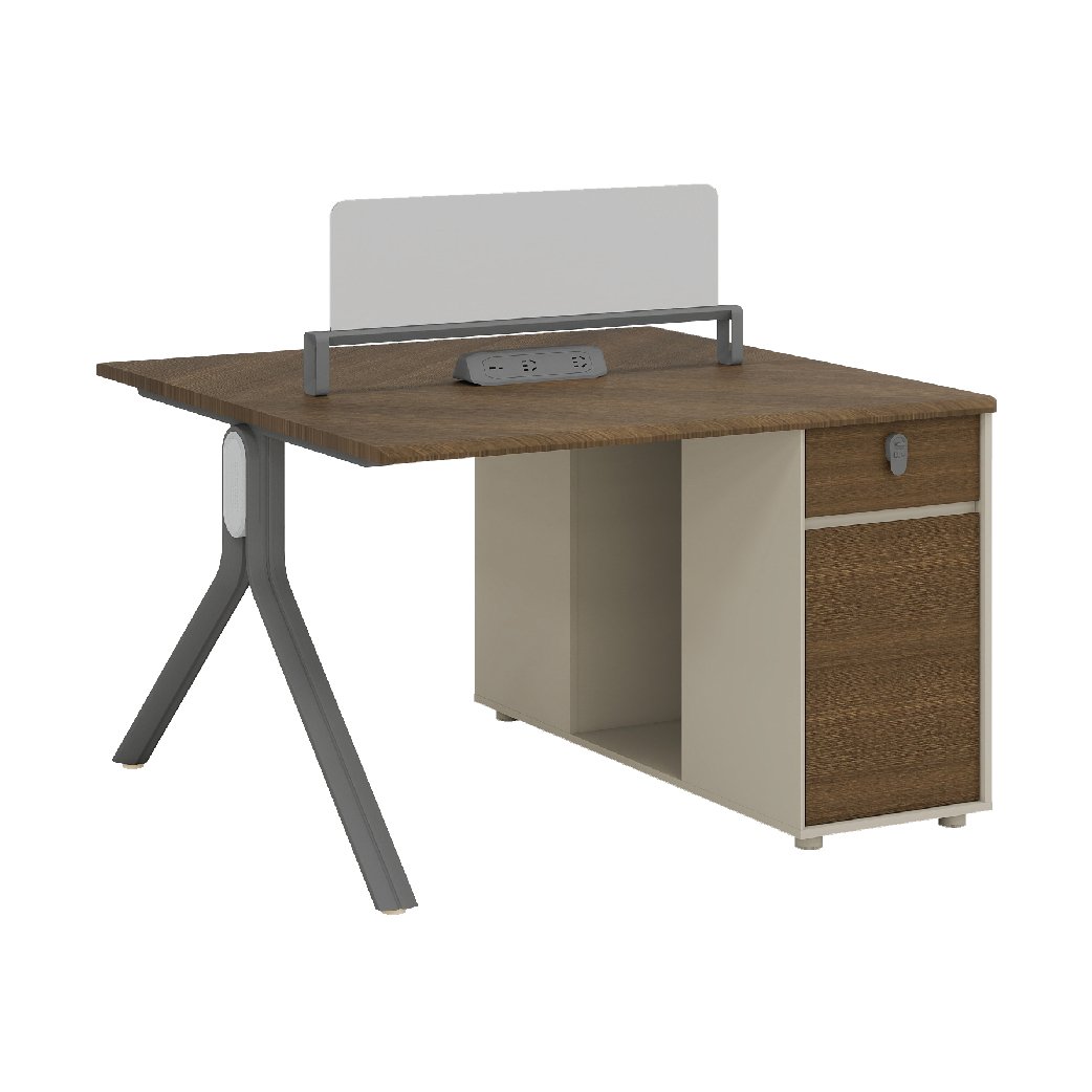 MLA-Z1212A WORKSTATION CLUSTER OF 2 C/W FIXED PEDESTAL & DESKING GLASS PARTITION (30-45 WORKING DAYS)