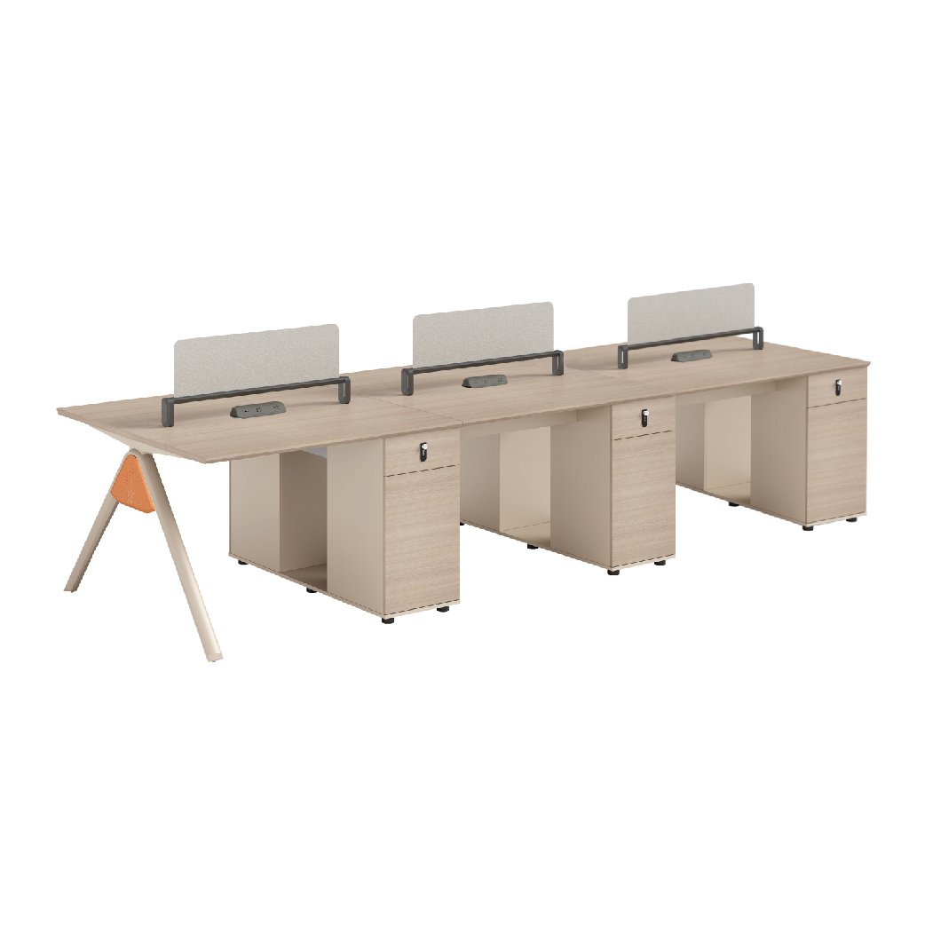 FA-Z1212A WORKSTATION CLUSTER OF 6 C/W FIXED PEDESTAL & DESKING FABRIC PARTITION (30-45 WORKING DAYS)